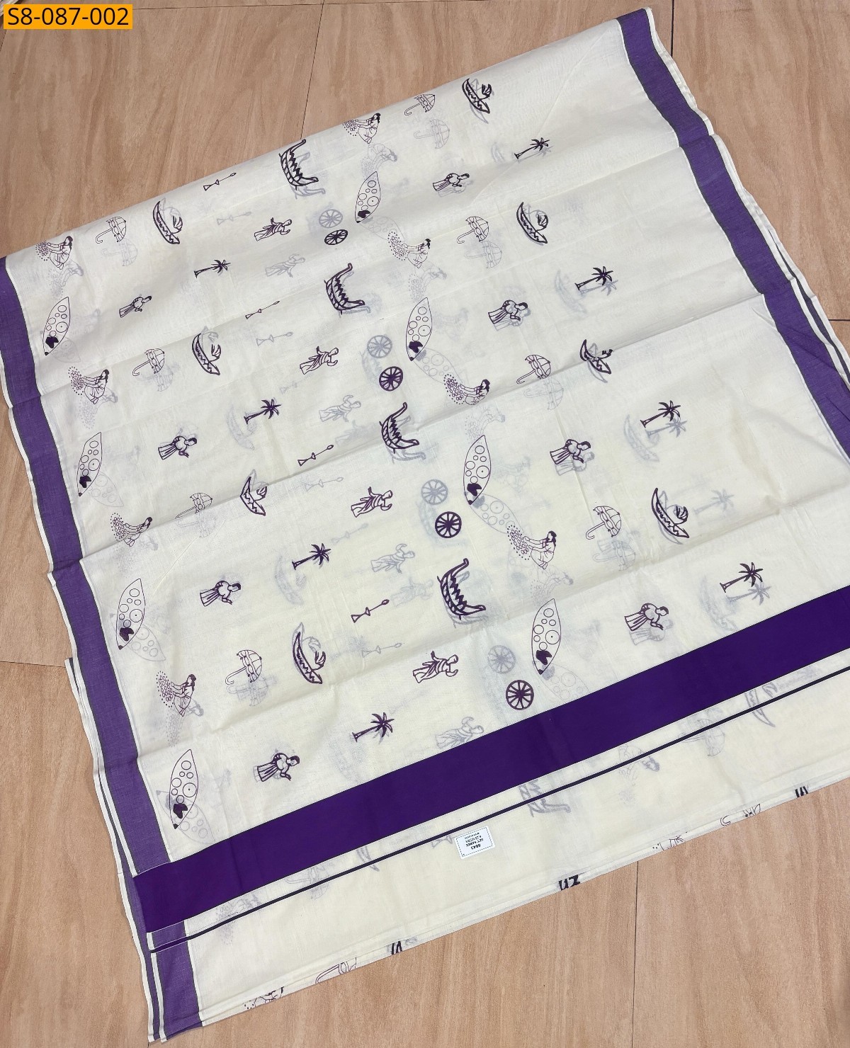 Half White with Blue Onam Mood saree