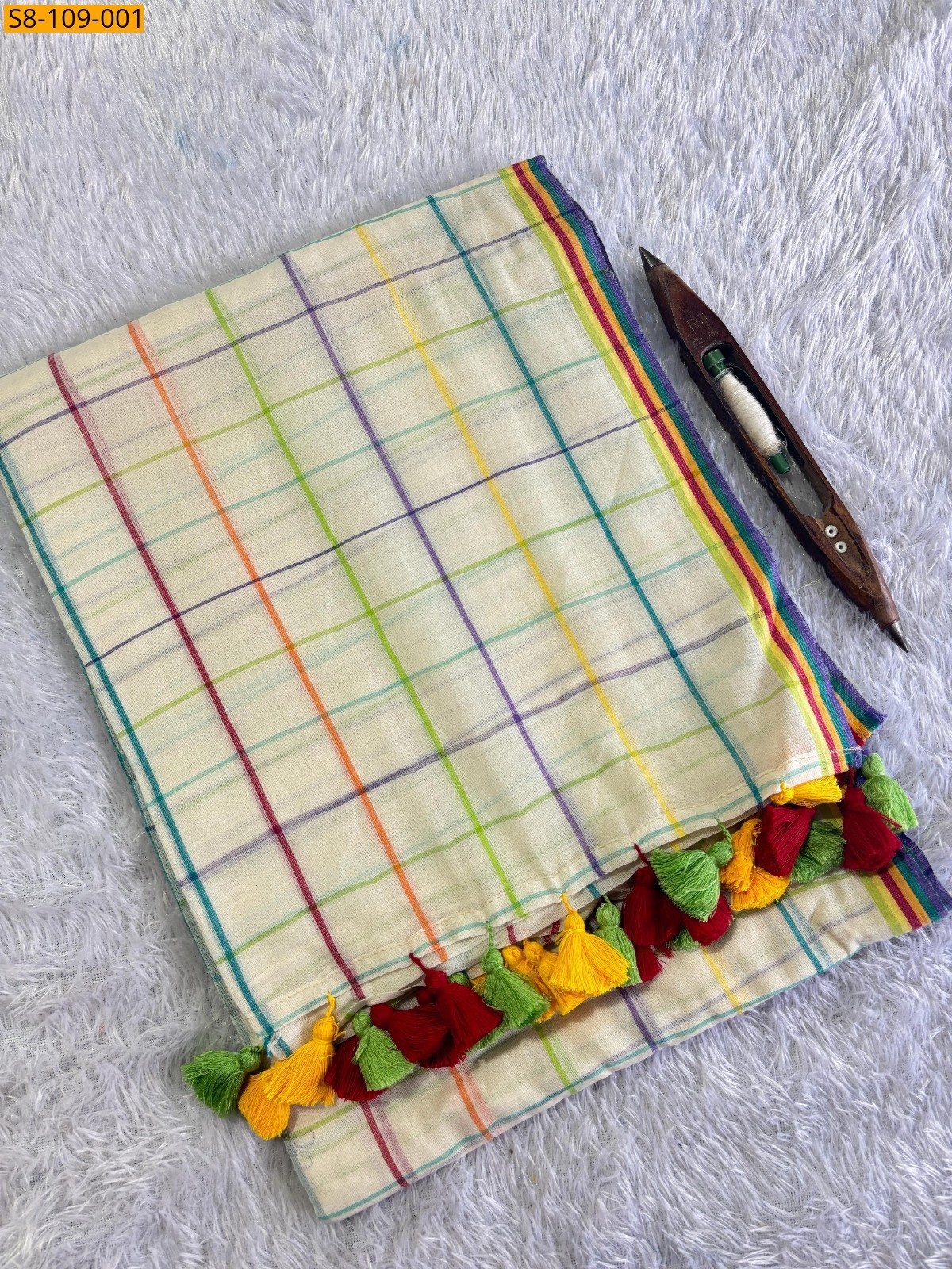 Half white Fancy Checks mul mul cotton