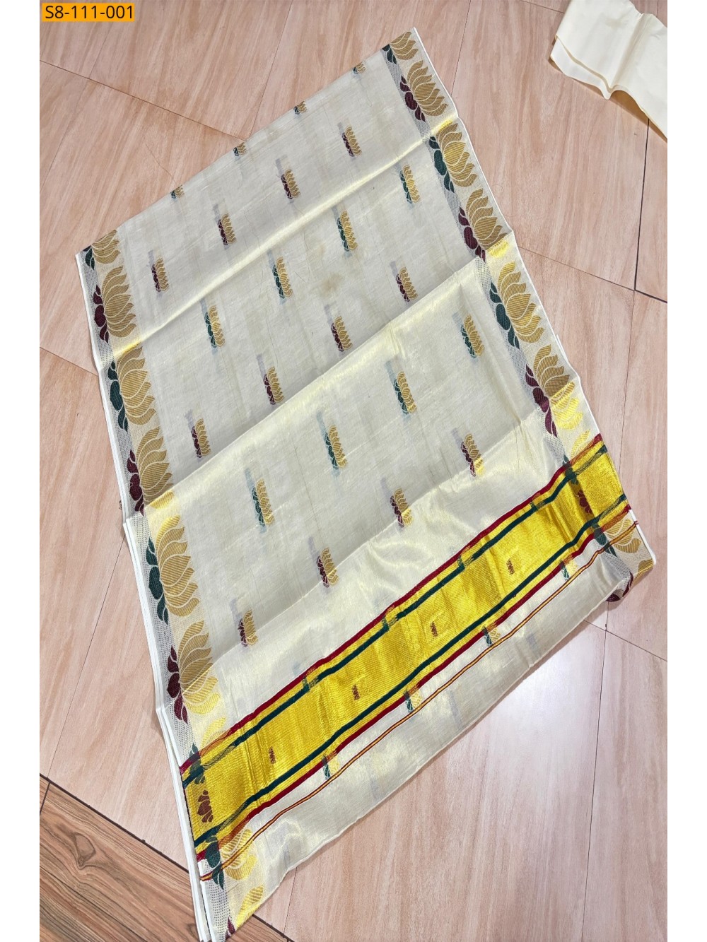 Half white Fancy Lotus Tissue saree Half white Fancy Lotus Tissue saree