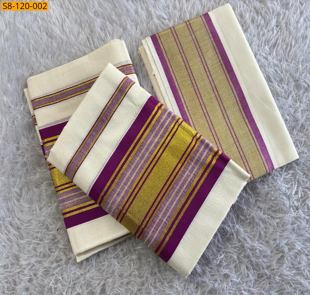 Half white Fancy Kasavu Set mundu With blouse