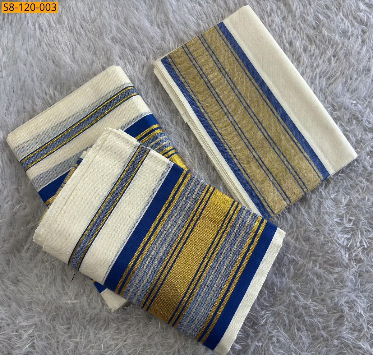 Half white Fancy Kasavu Set mundu With blouse