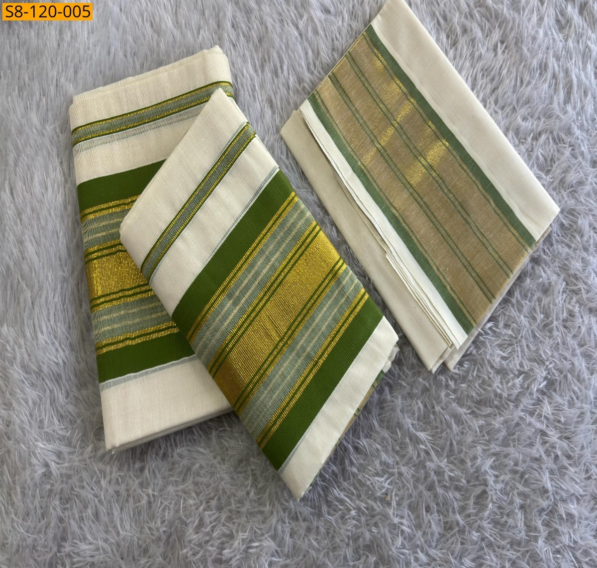 Half white Fancy Kasavu Set mundu With blouse