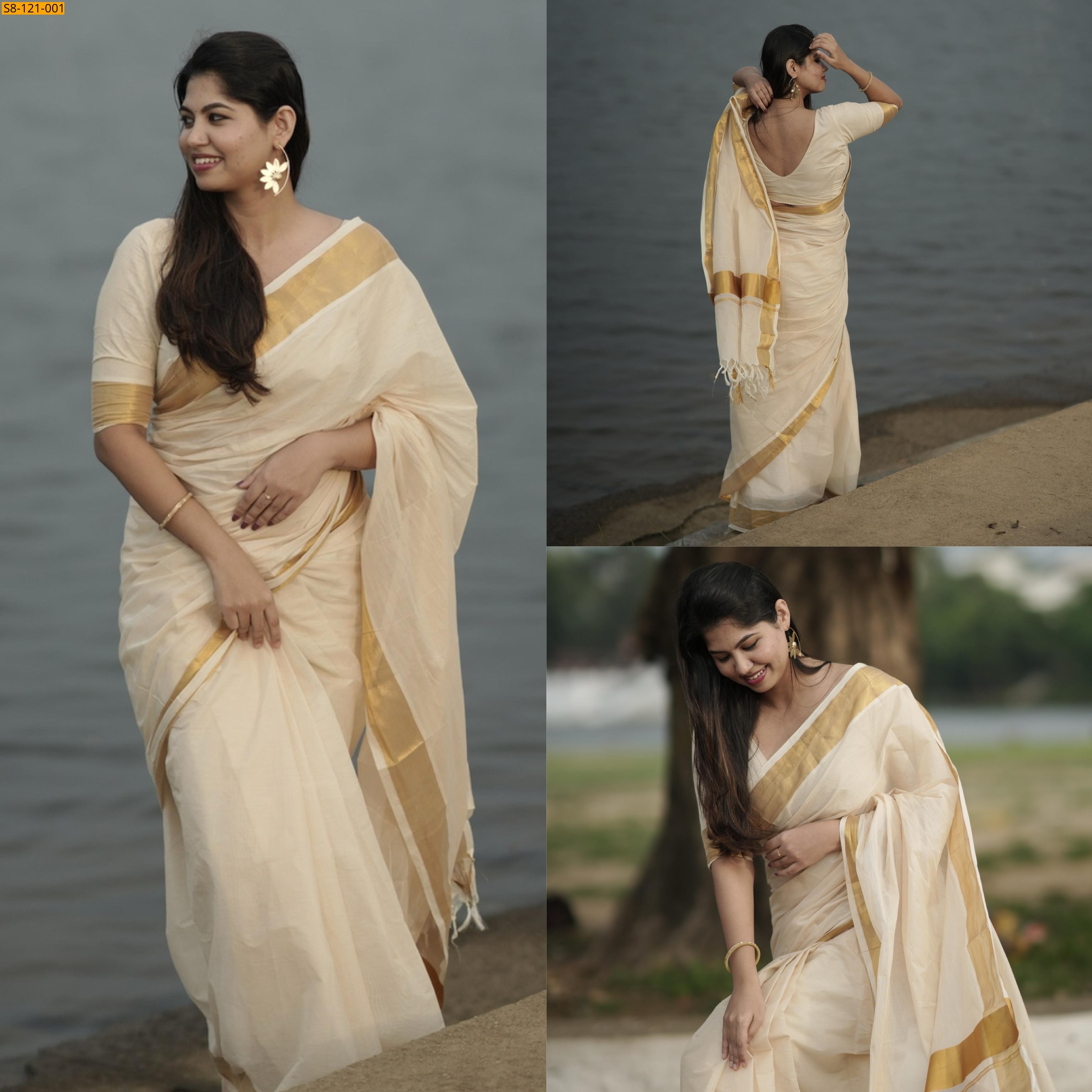 Half White Fancy Mangalgiri shade cotton saree