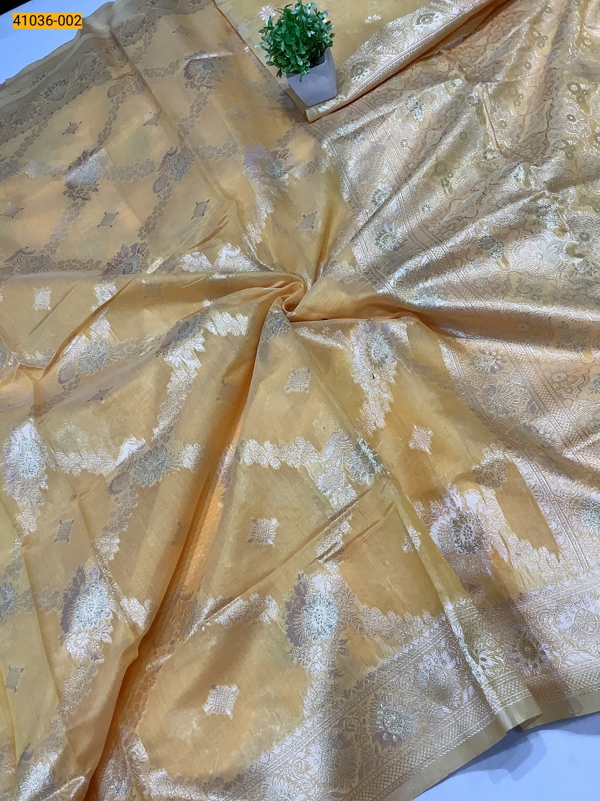 Yellow Fancy silk cotton jacquard sarees