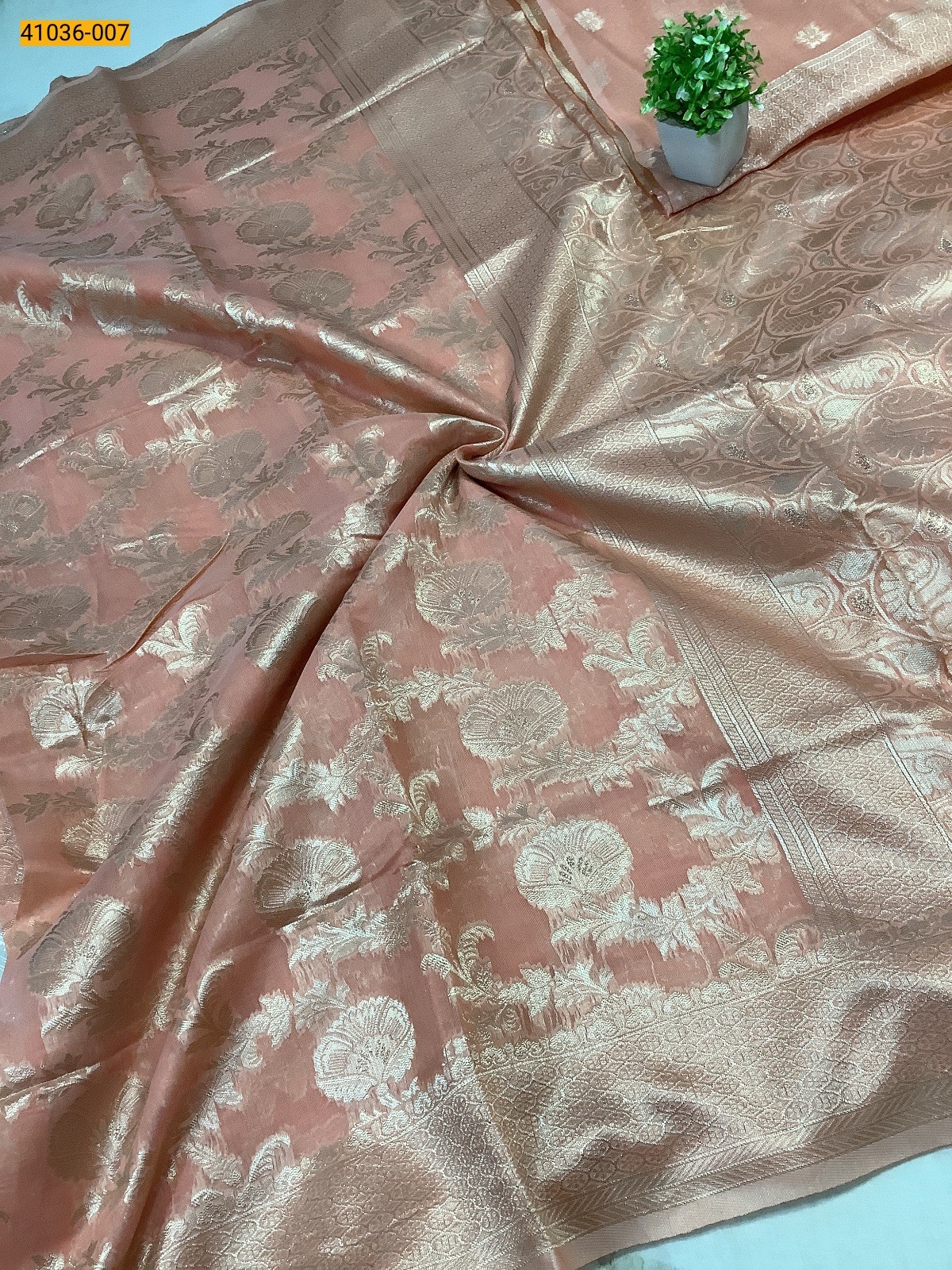 Orange Fancy silk cotton jacquard sarees