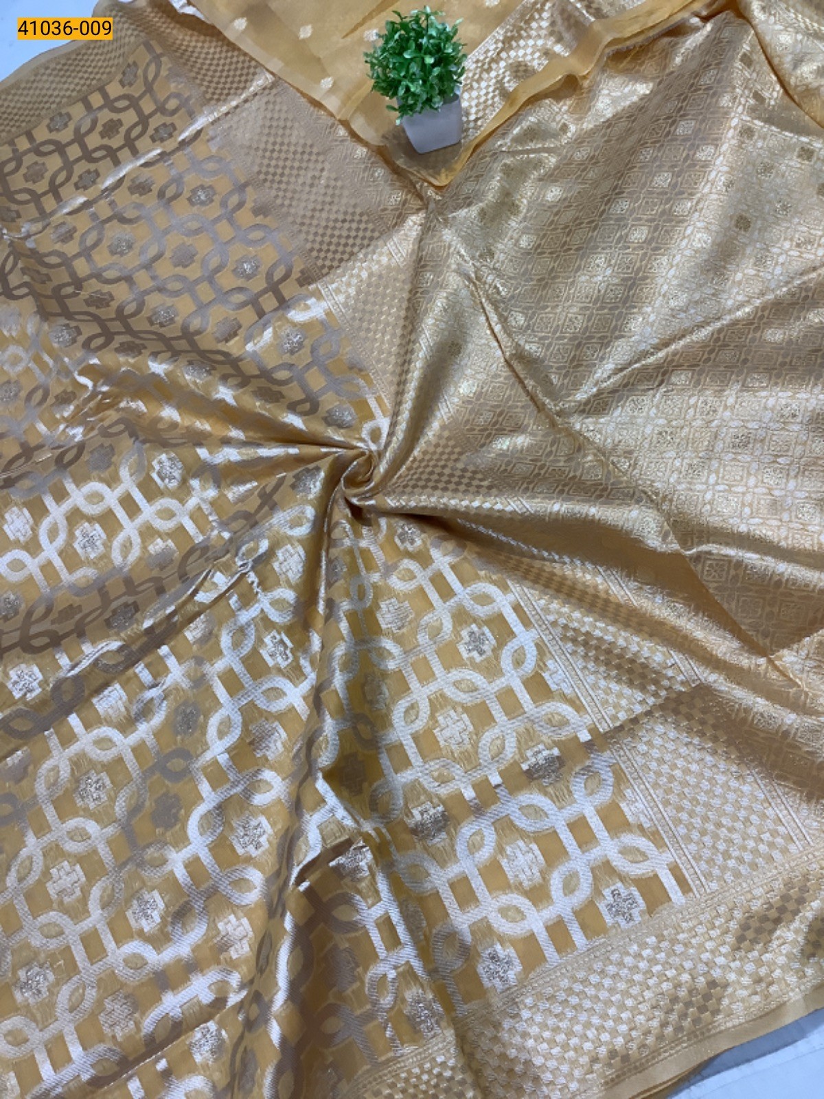 Yellow Fancy silk cotton jacquard sarees