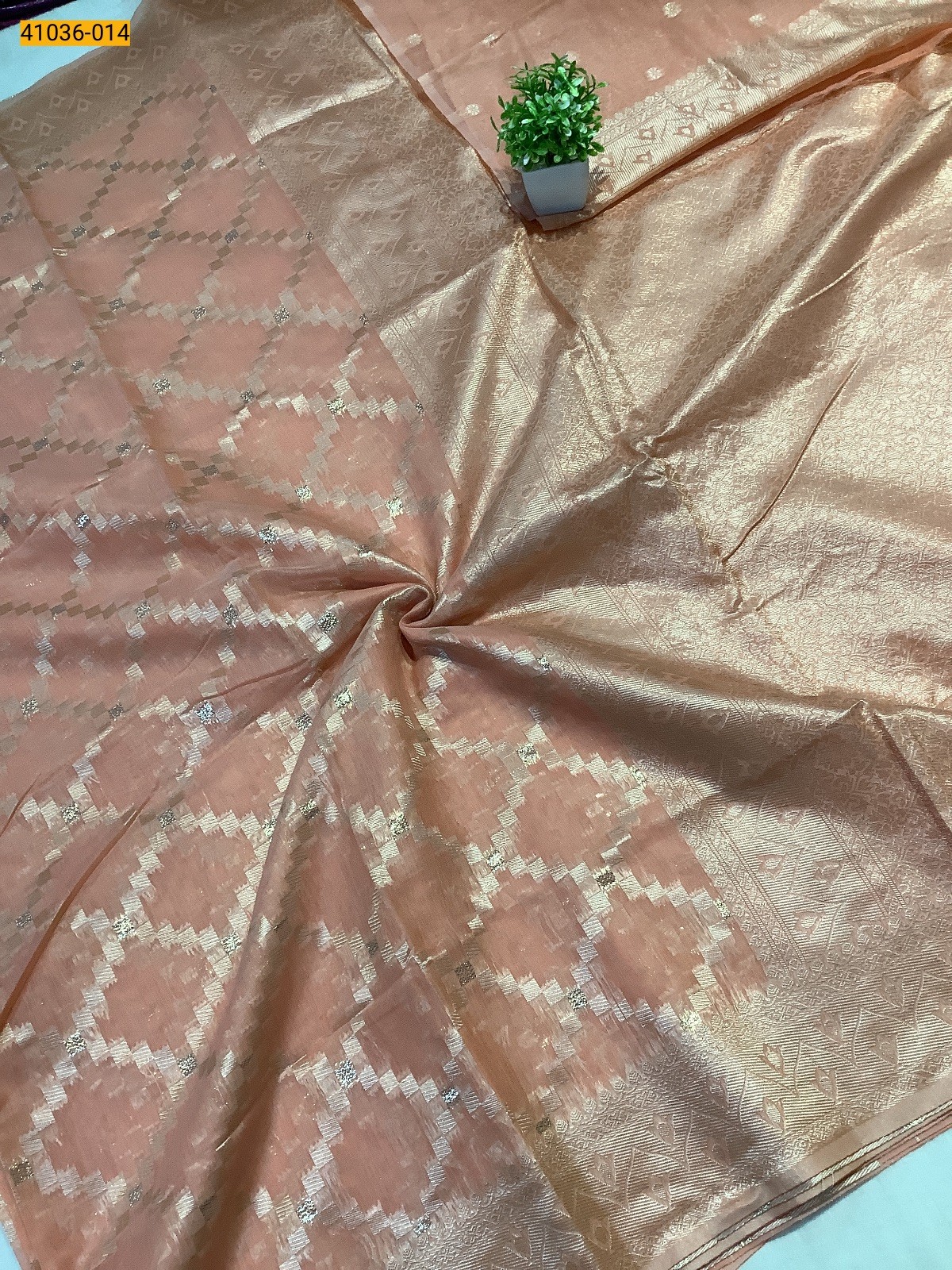 Orange Fancy silk cotton jacquard sarees