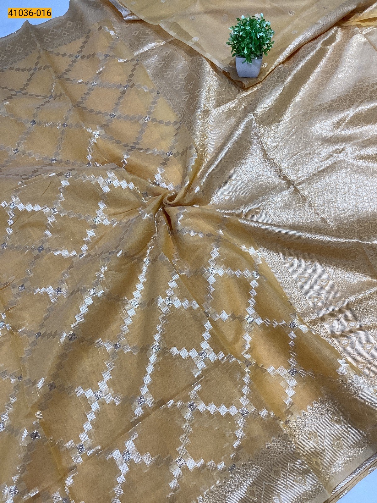 Yellow Fancy silk cotton jacquard sarees