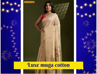 Luxe muga cotton sarees 