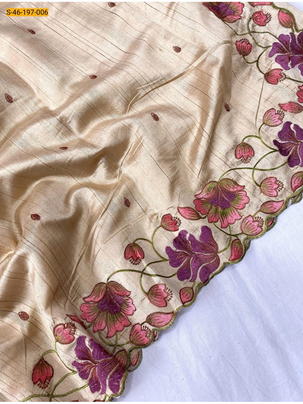 Half white Premium Tussar Silk Saree 