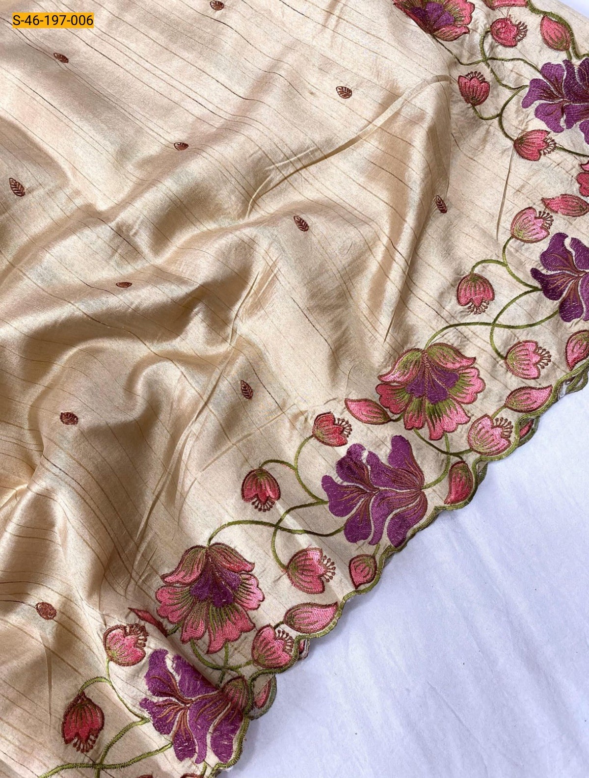 Half white Premium Tussar Silk Saree 