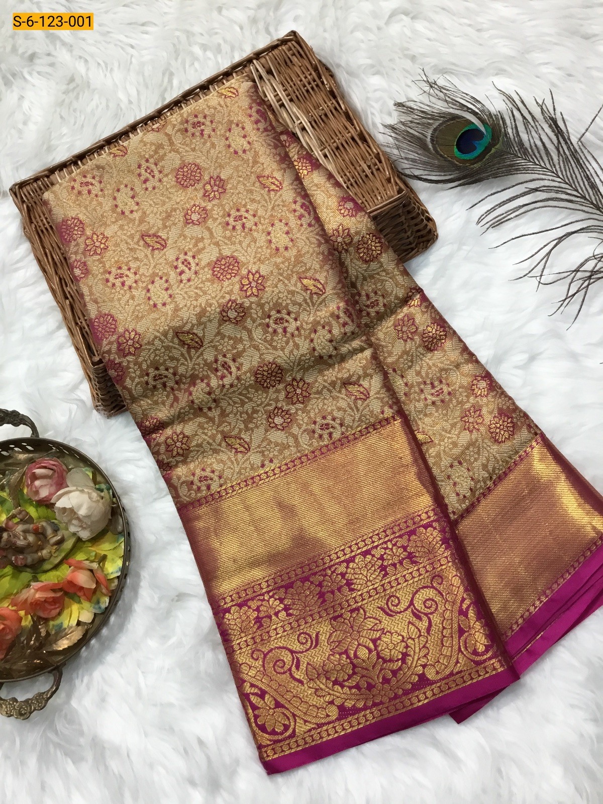 Pink Kanchivaram Jacquard Fancy Silk Saree