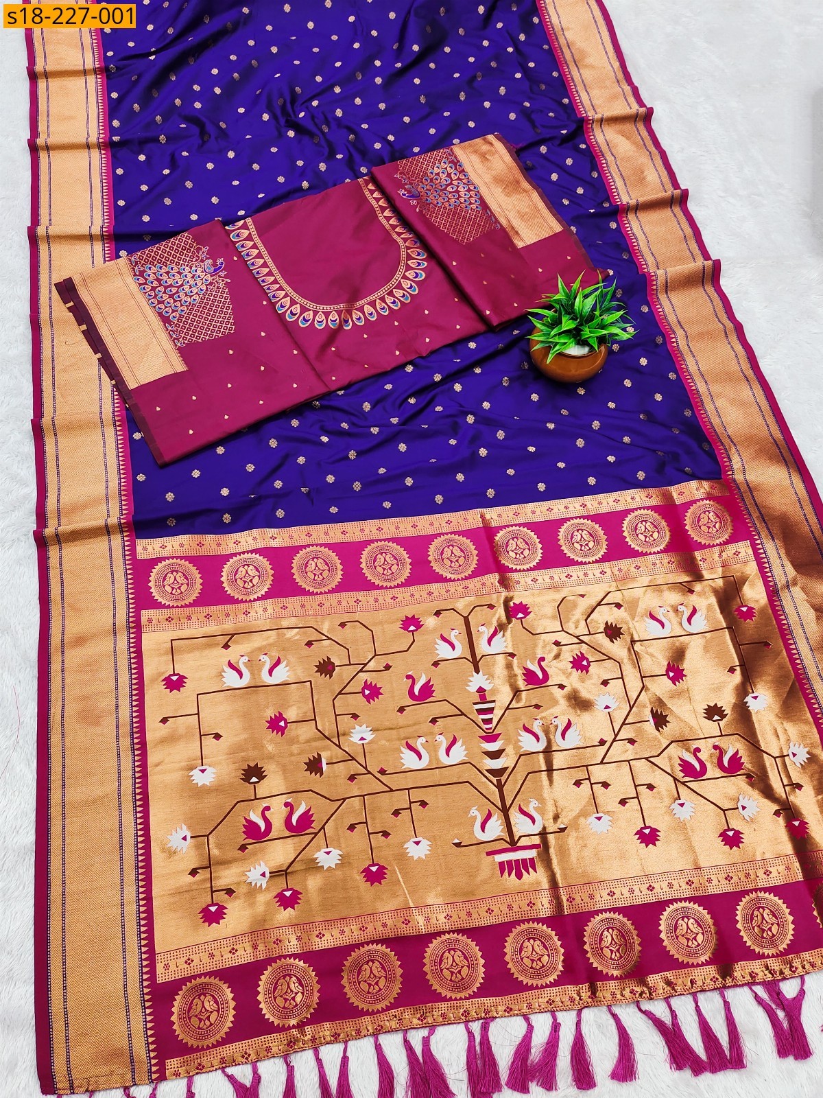 Violet Soft  paithani silk saree