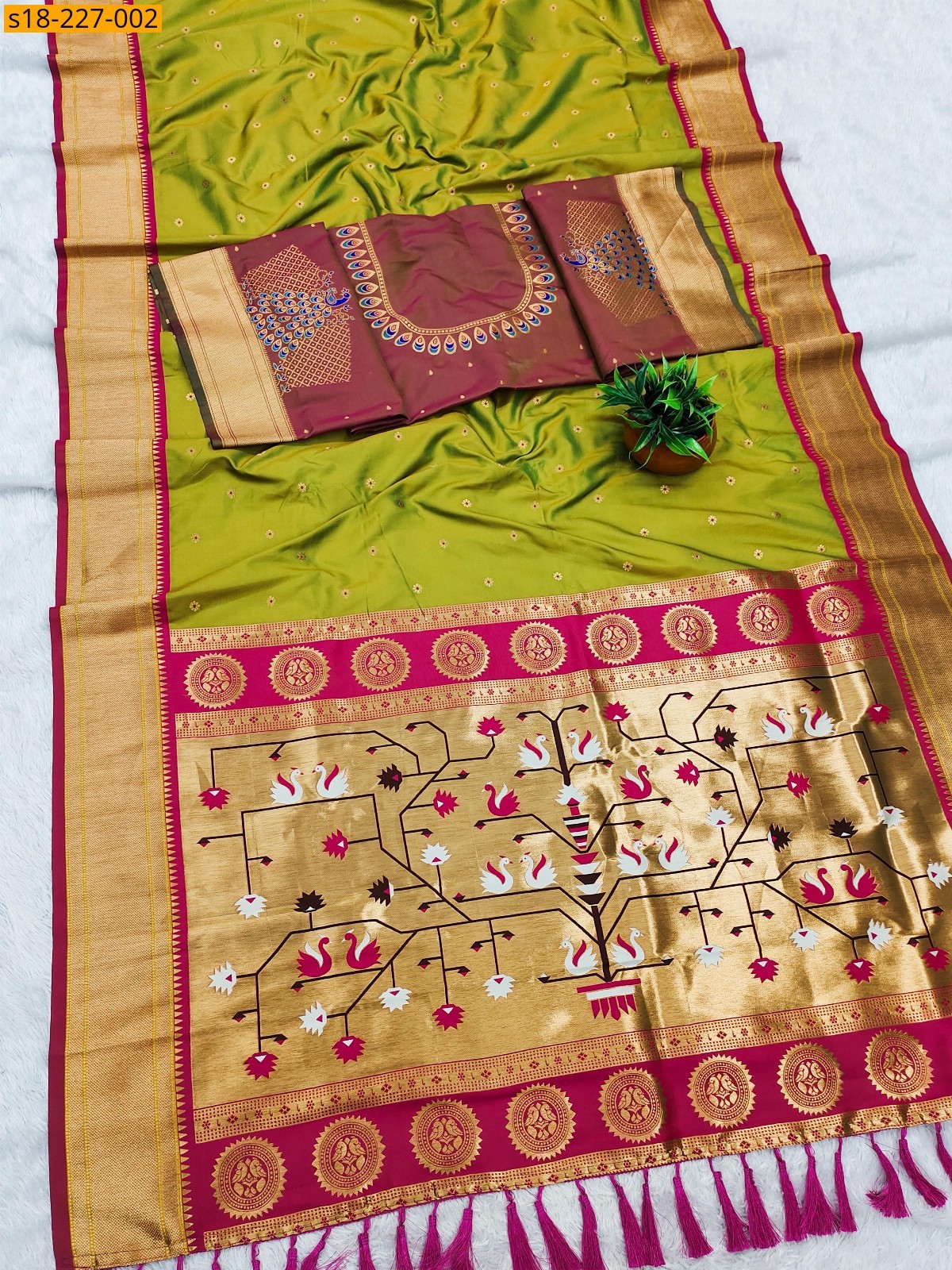 Green Soft  paithani silk saree