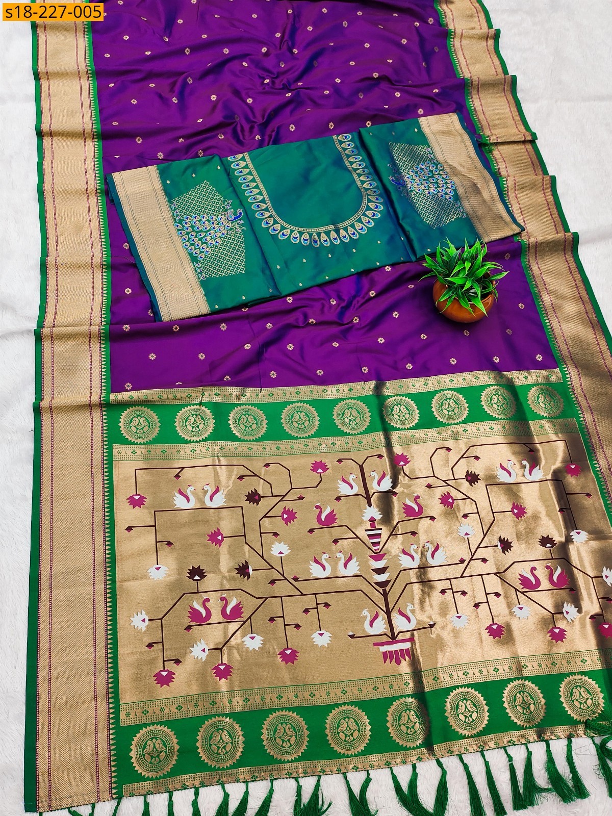 Violet Soft  paithani silk saree