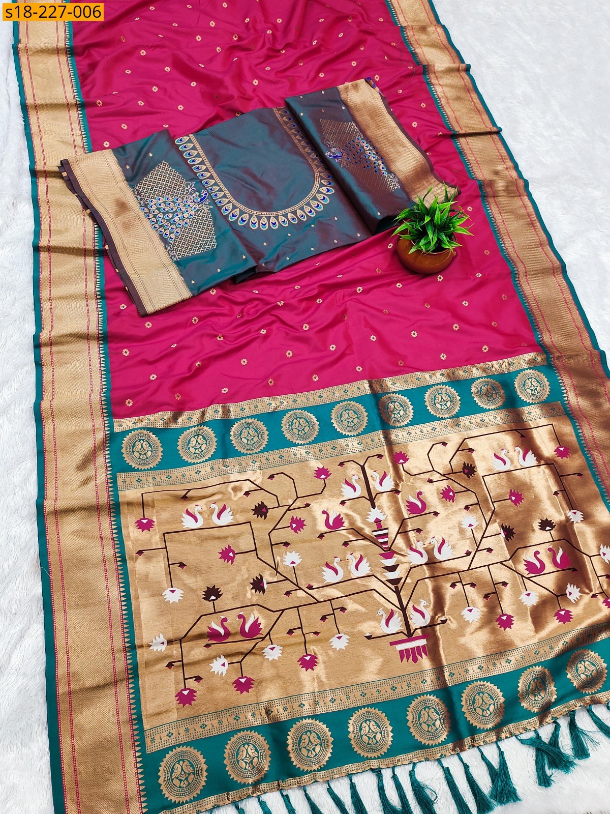 Pink Soft  paithani silk saree