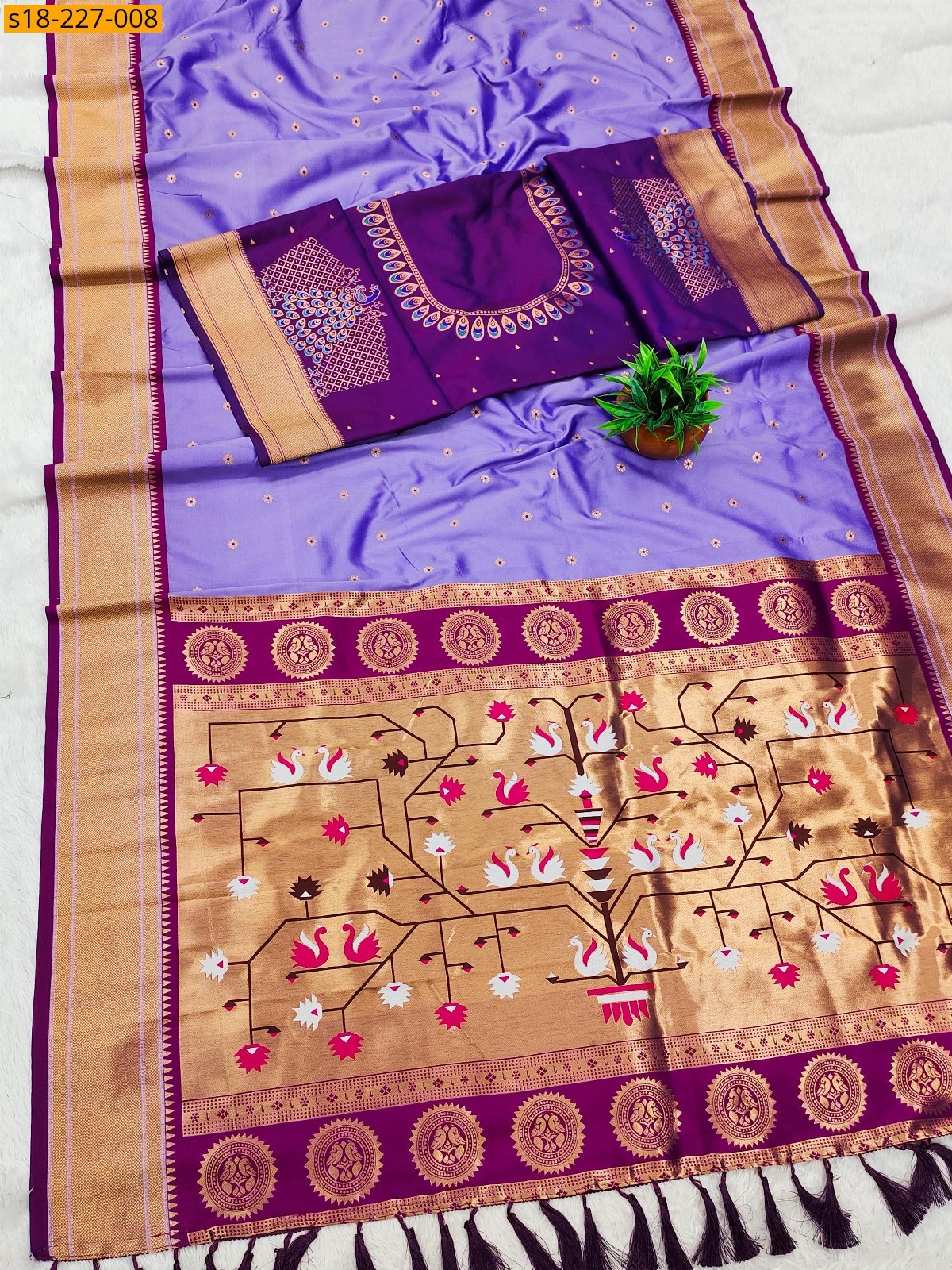 Purple Soft  paithani silk saree