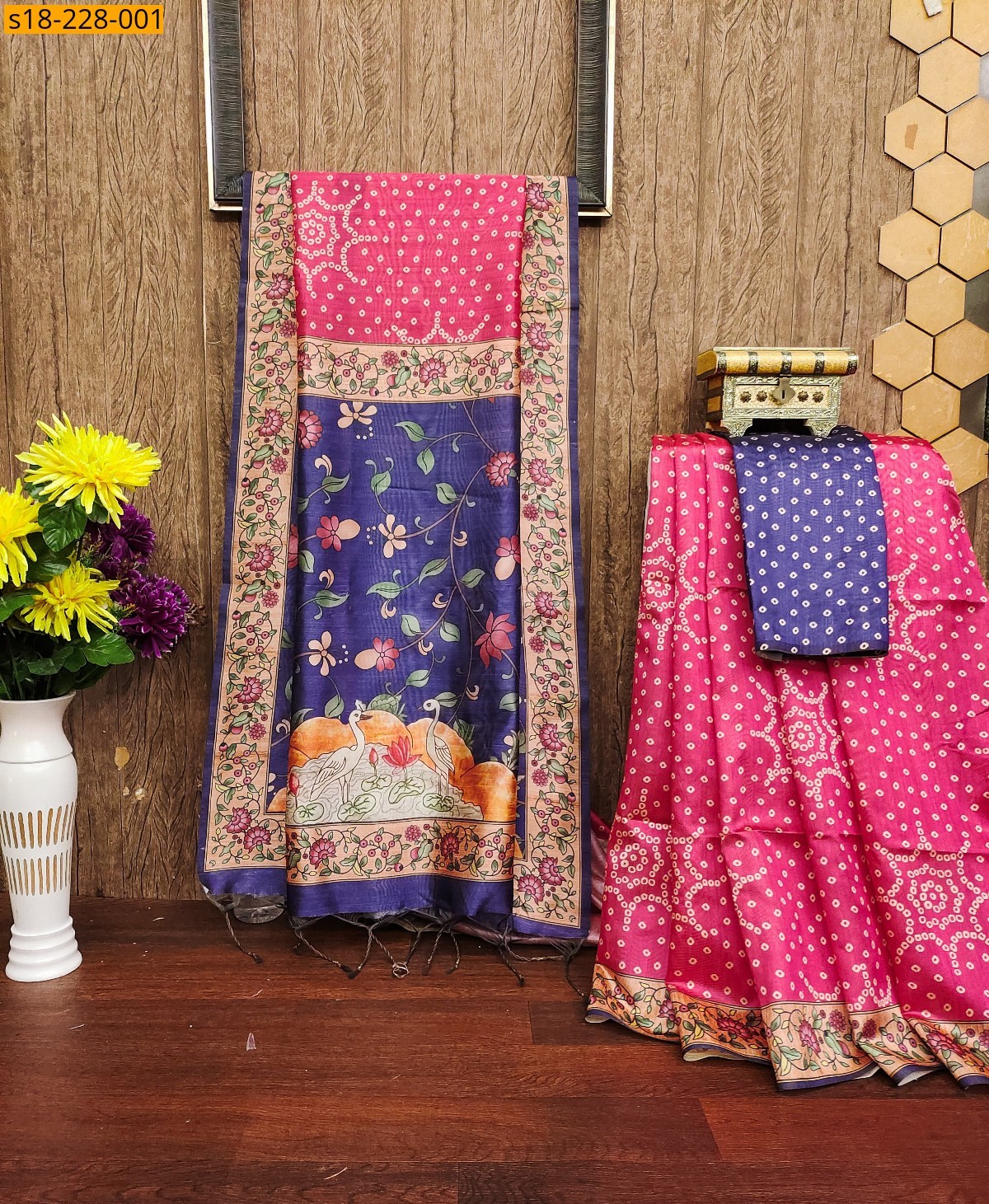 Pink Soft bandhani raw silk saree