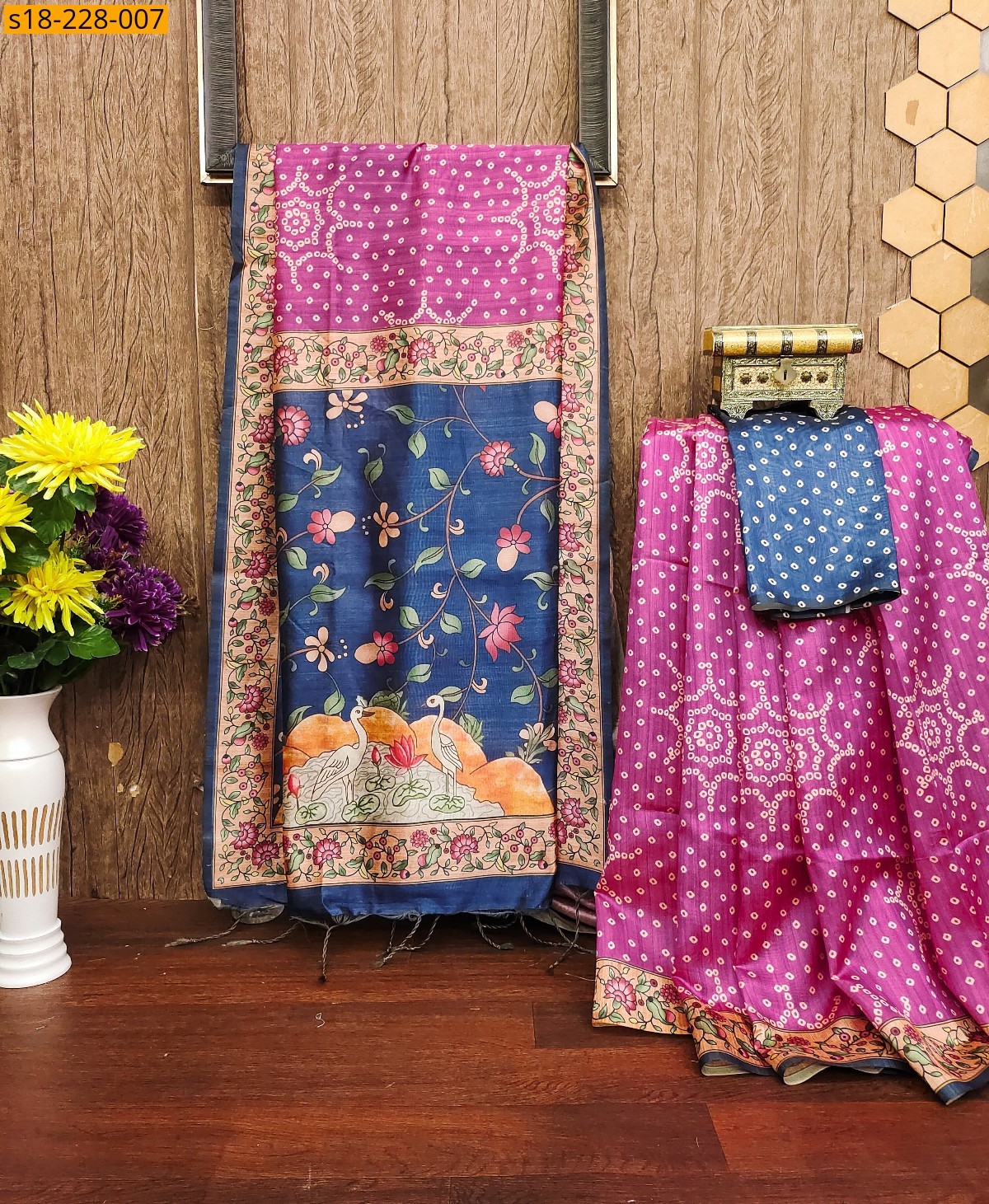 Pink Soft bandhani raw silk saree