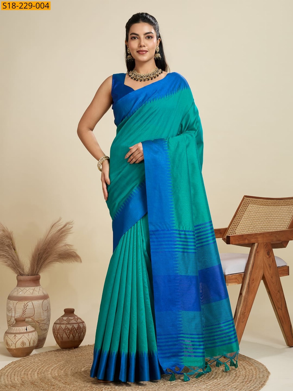 Ramar Green Fancy Khadi raw silk sarees