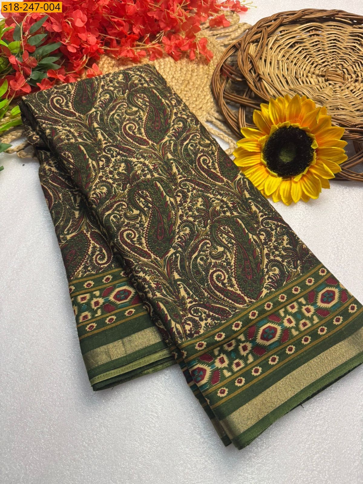 Green Original ekkat silk saree
