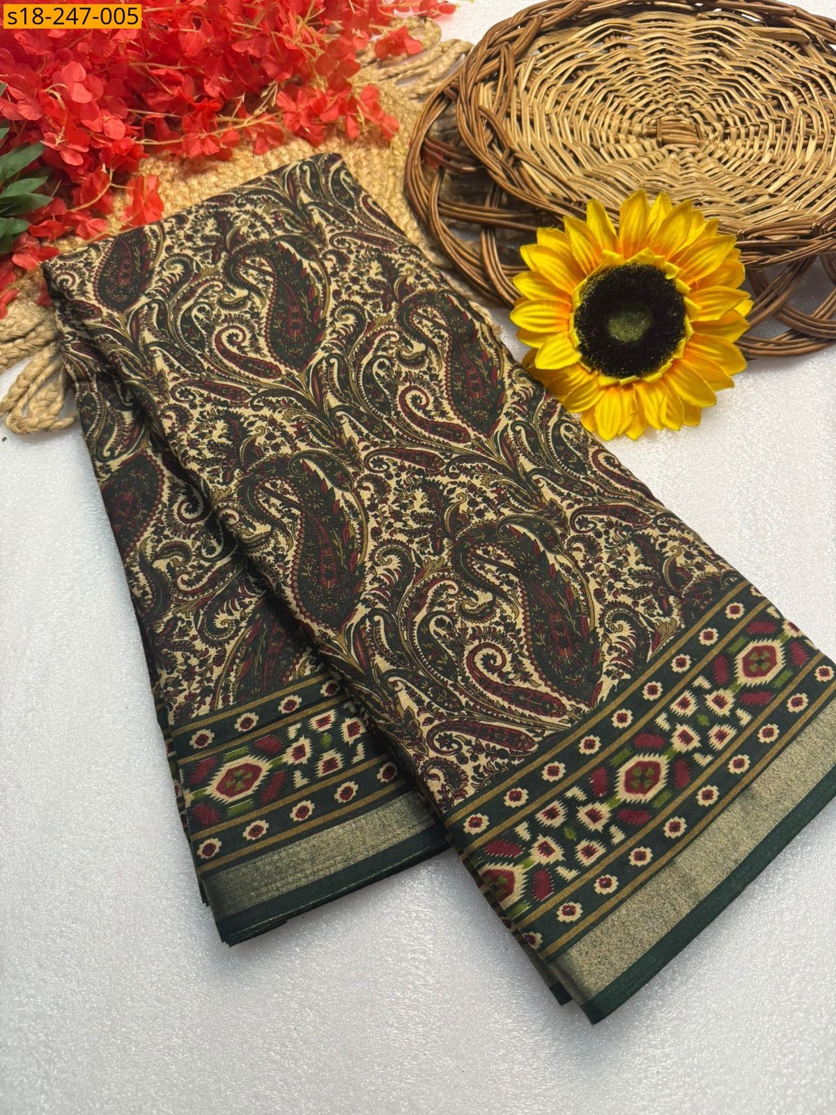 Green Original ekkat silk saree