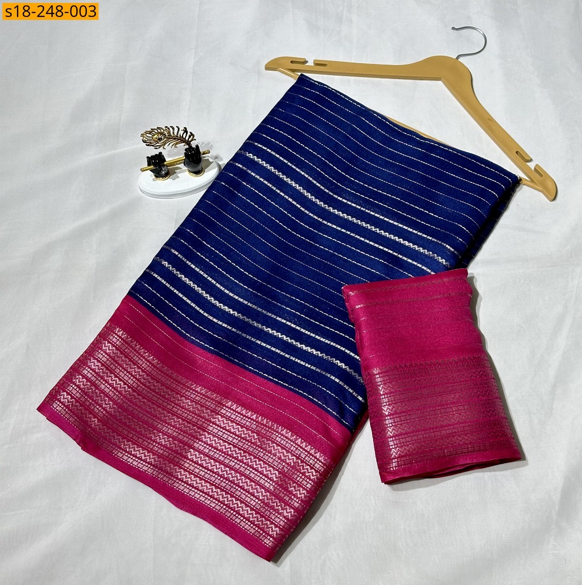 Navy Blue Heavy mysore silk saree