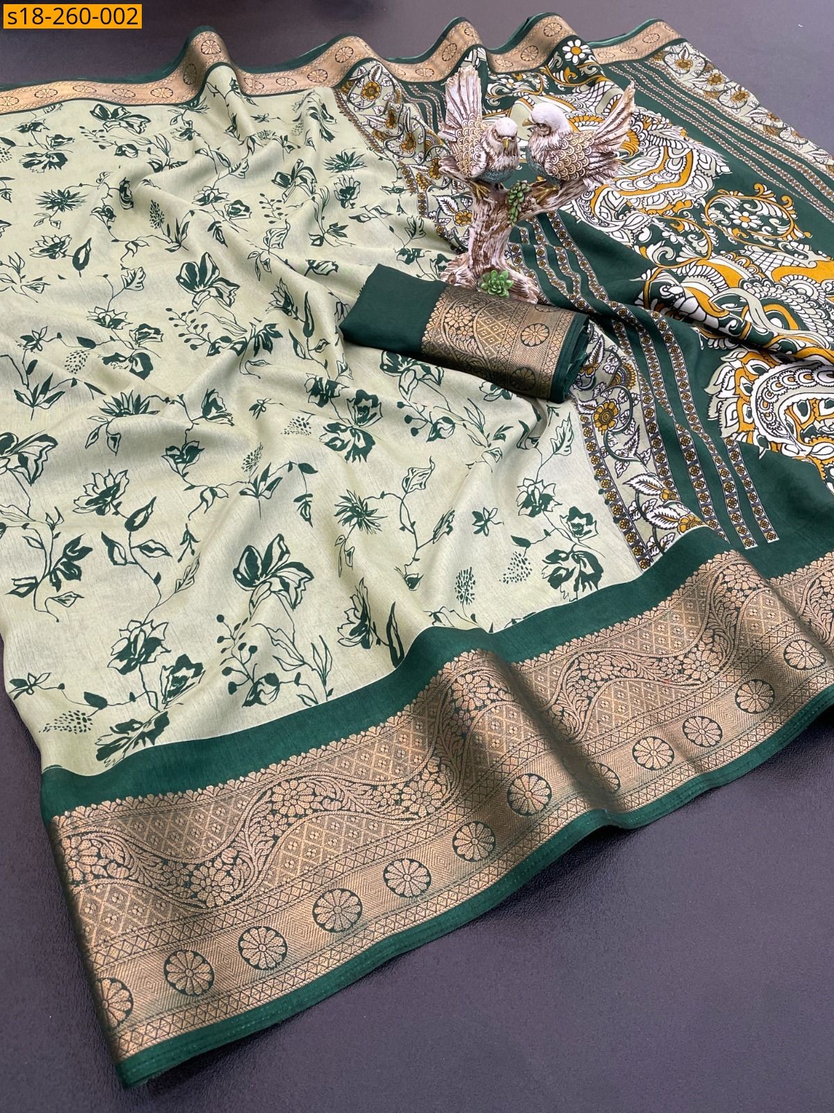 Light green Dola silk sarees 