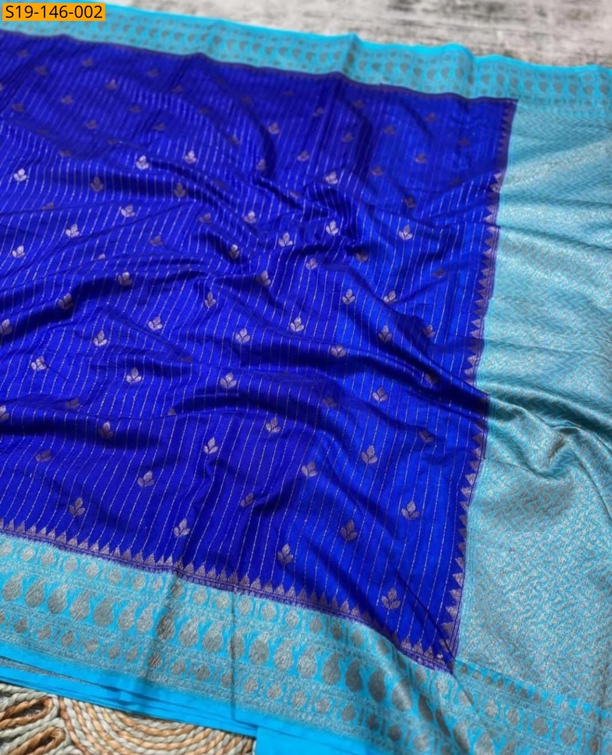 Blue Banarasi Soft Raw Mango silk saree