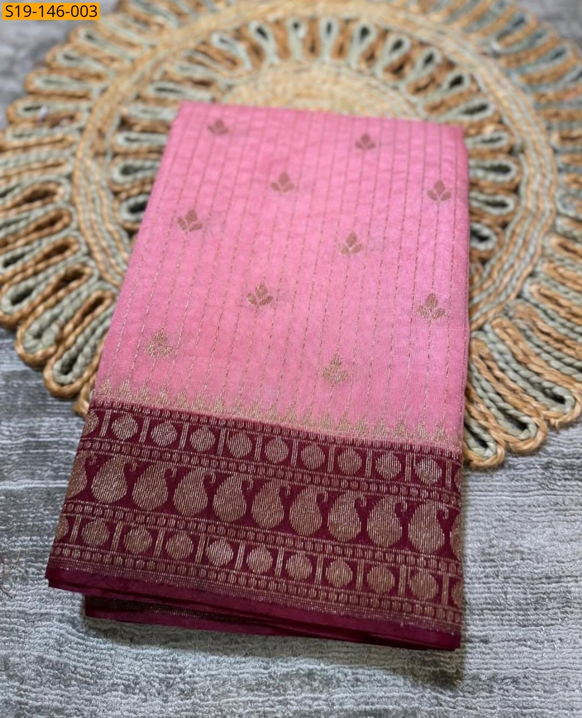 Pink Banarasi Soft Raw Mango silk saree