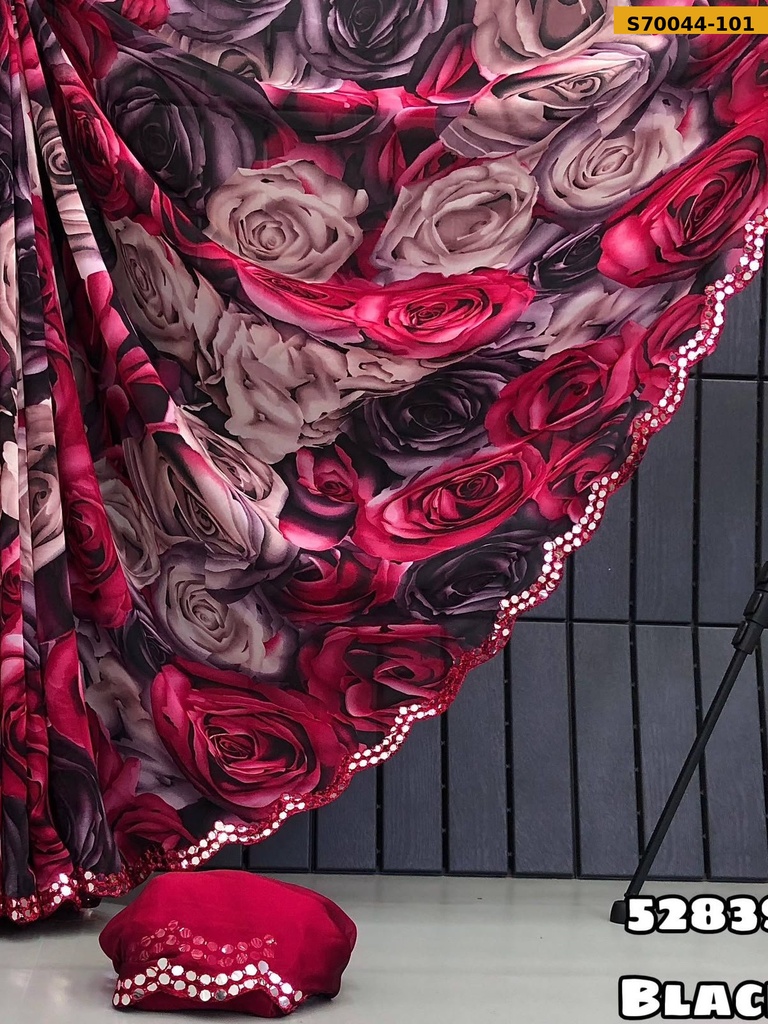 Fancy Chiffon Rose Design Saree