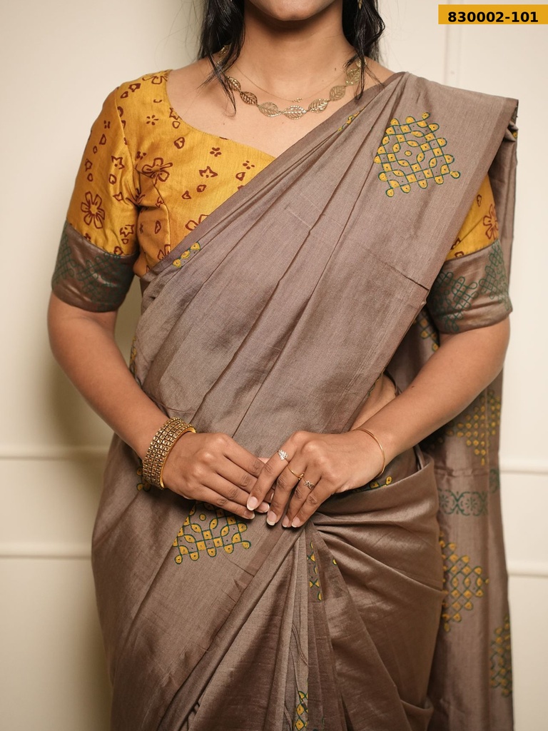 South Mix Cotton Saree with stitched blouse