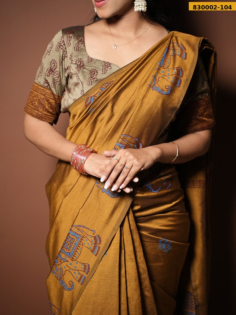 South Mix Cotton Saree with stitched blouse