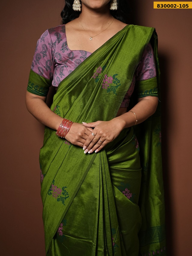 South Mix Cotton Saree with stitched blouse