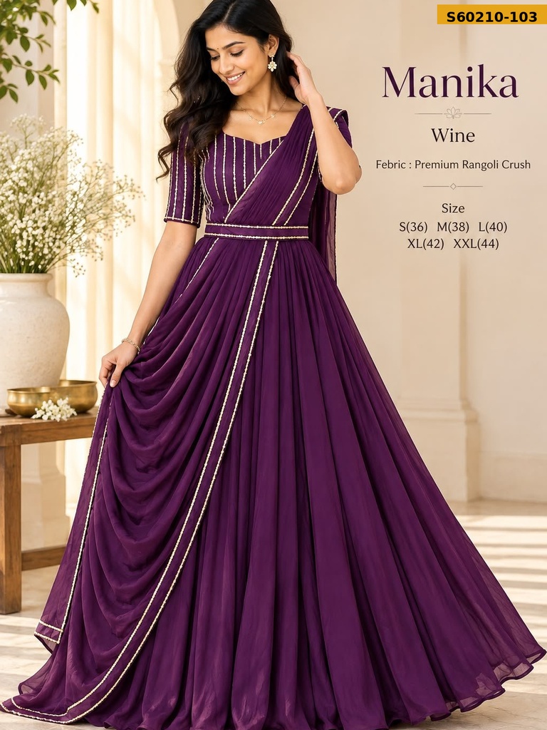 Fancy Rangoli Crush gown with dupatta