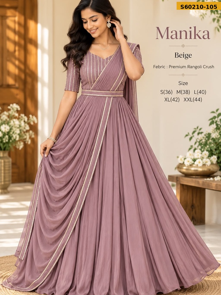 Fancy Rangoli Crush gown with dupatta