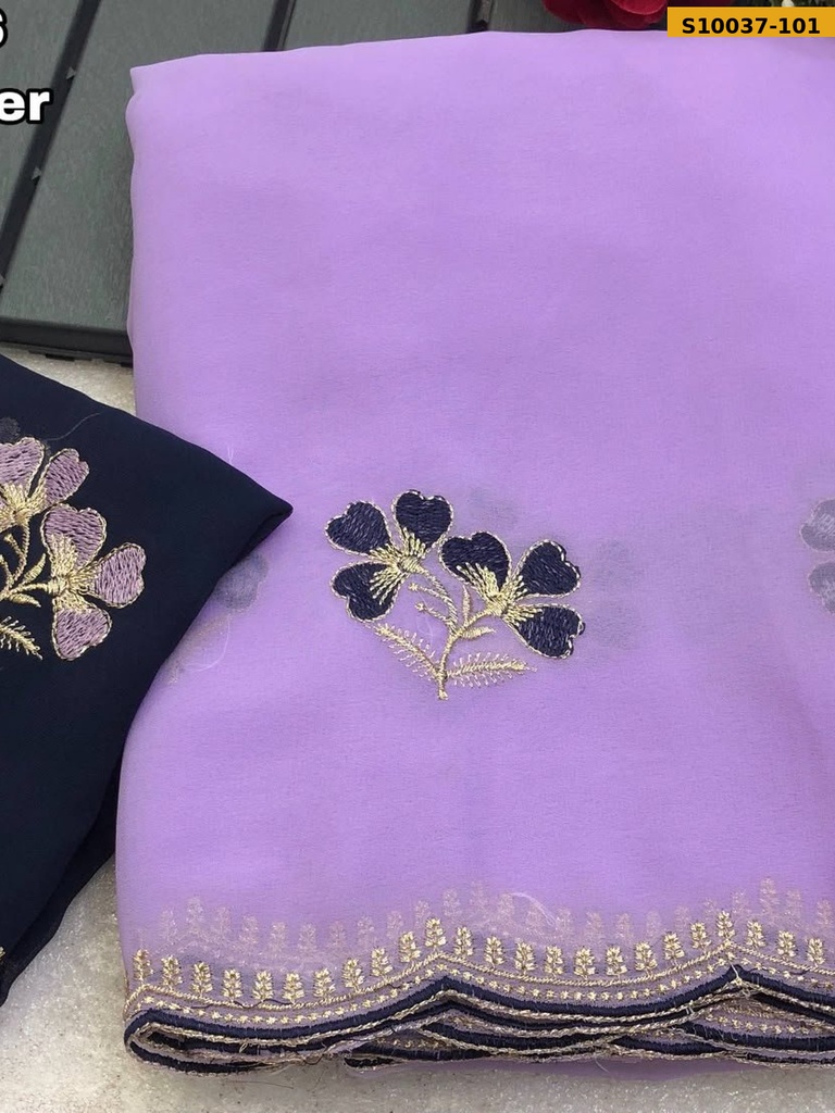 [S10037-101] Fancy Faux Georgette Saree (S10037-101)