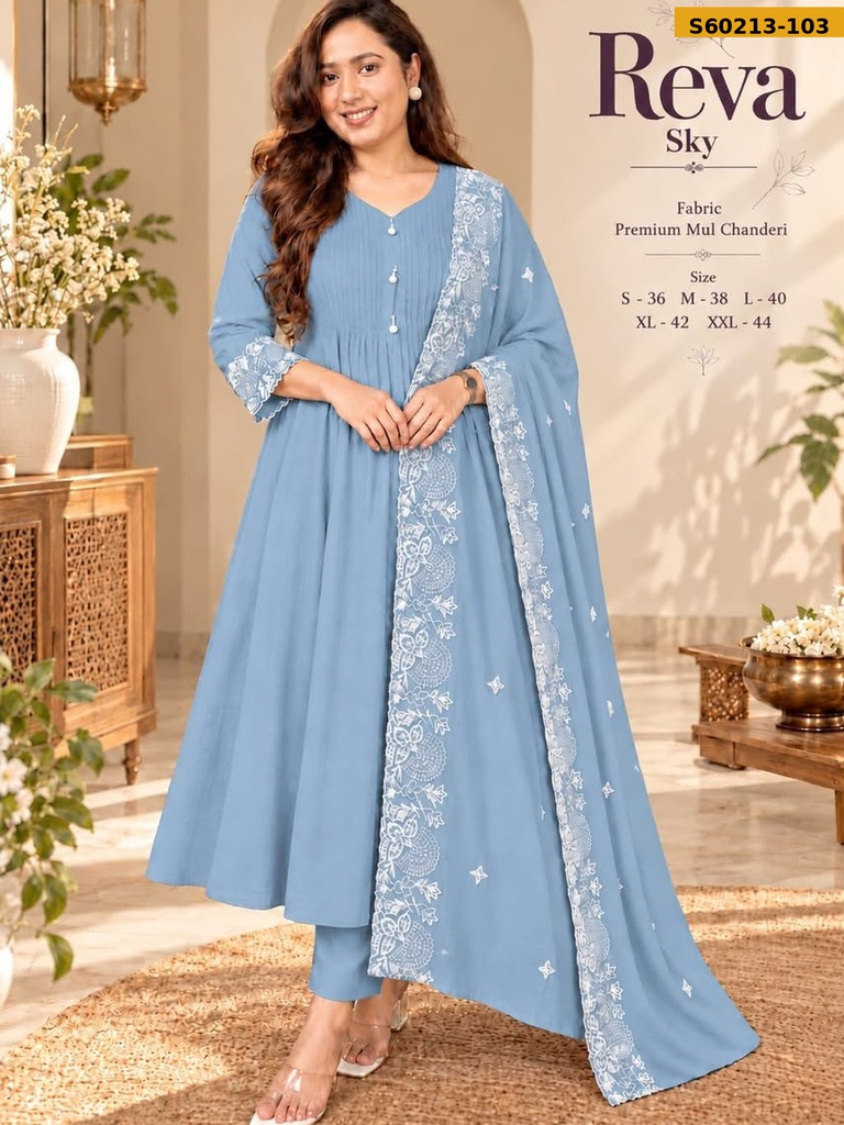 Fancy Mul Chanderi 3 Piece Set