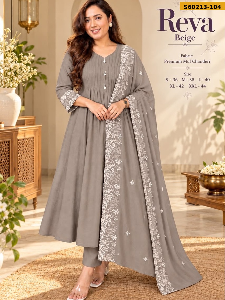 Fancy Mul Chanderi 3 Piece Set