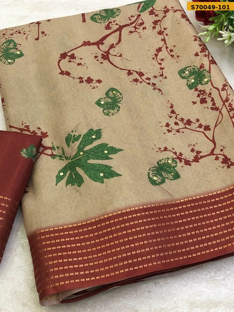 [S70049-101] Fancy Tussar Silk Digital Printed Saree (S70049-101)