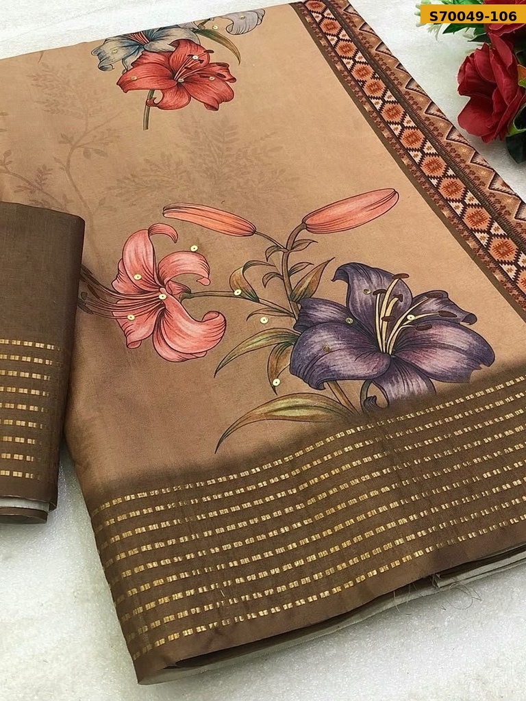Fancy Tussar Silk Digital Printed Saree