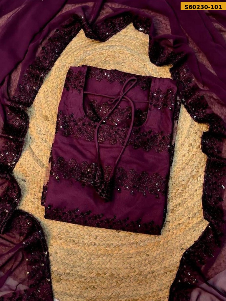 Fancy Net With Sequence Work kurti