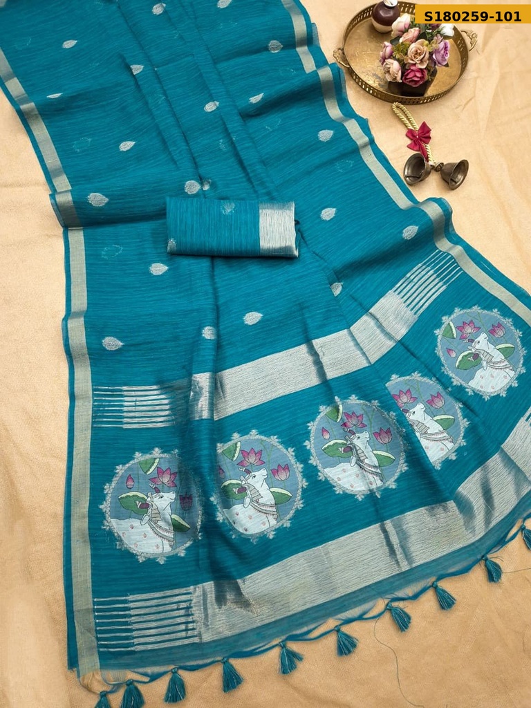 Fancy Soft Linen Silk Saree