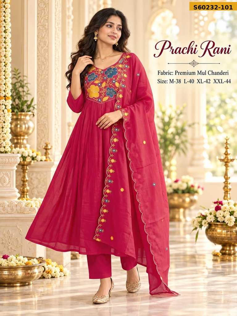 Fancy Mul Chanderi  3 Piece Set