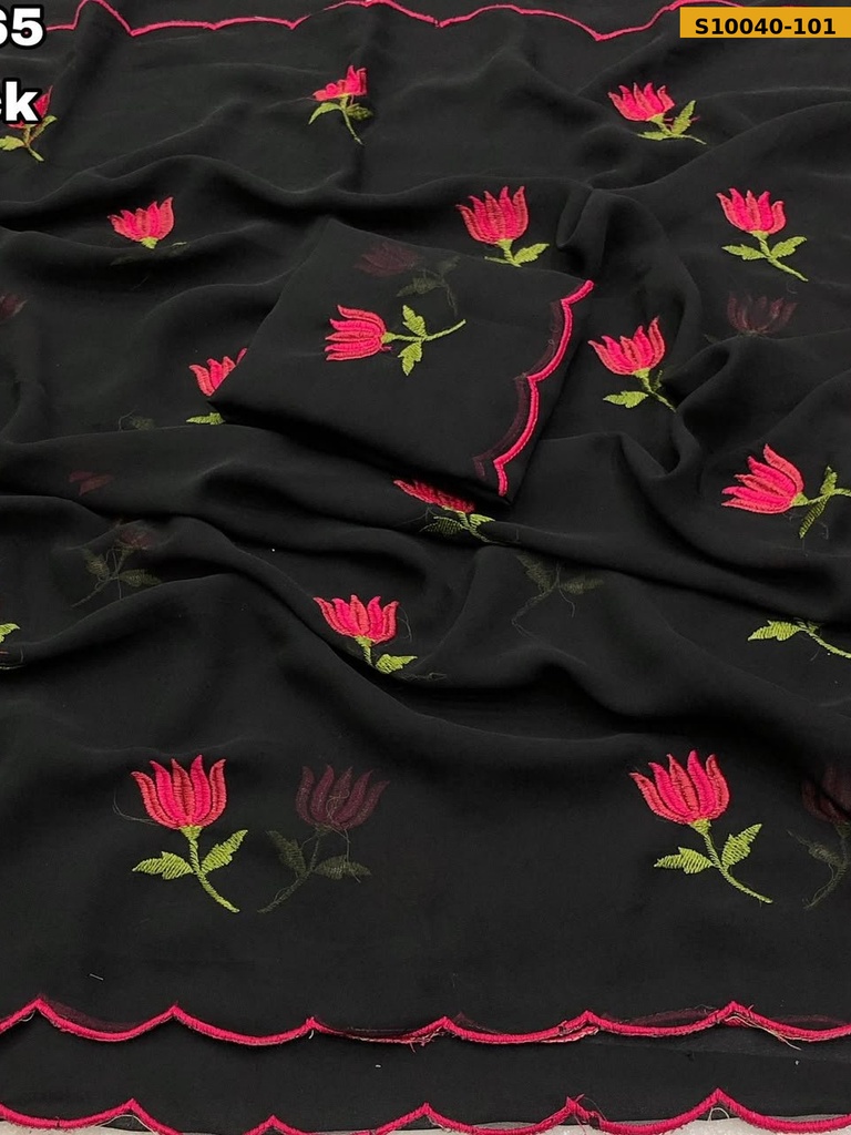 Fancy Faux Georgette Saree(S-60) 13365