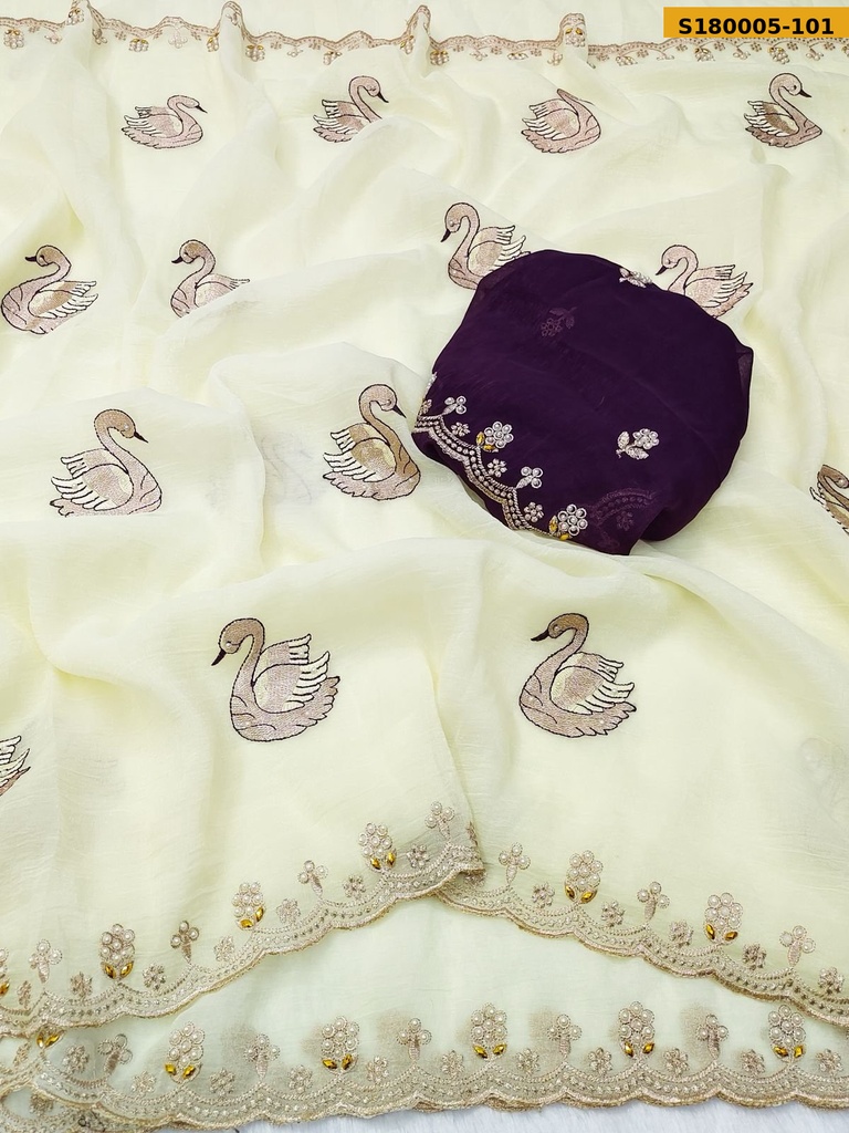 [S180005-101] Fancy Crunchy Chiffon Saree (S180005-101)