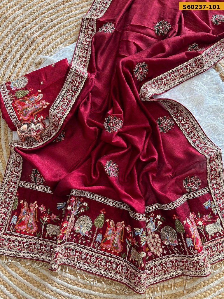 Fancy Vichitra Silk Saree