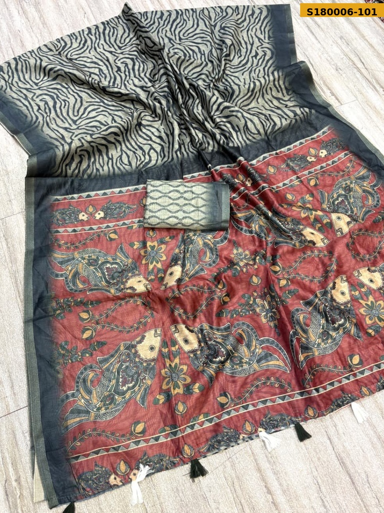 [S180006-101] Fancy Soft Chanderi Slub Cotton Saree (S180006-101)