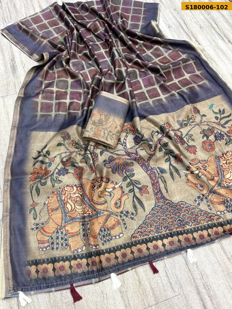 Fancy Soft Chanderi Slub Cotton Saree