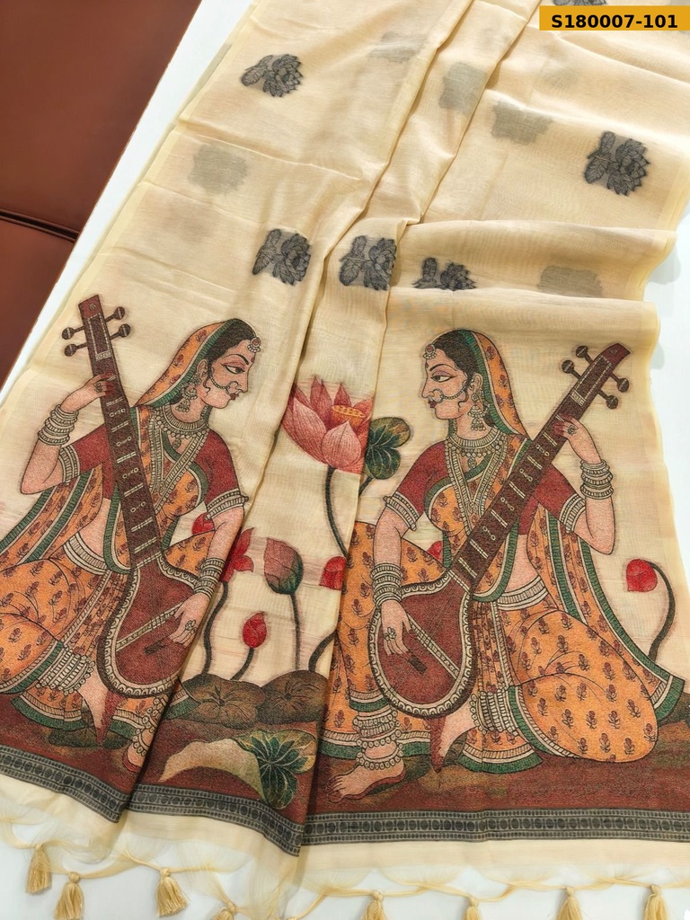 [S180007-101] Fancy Soft Chanderi Cotton Saree (S180007-101)